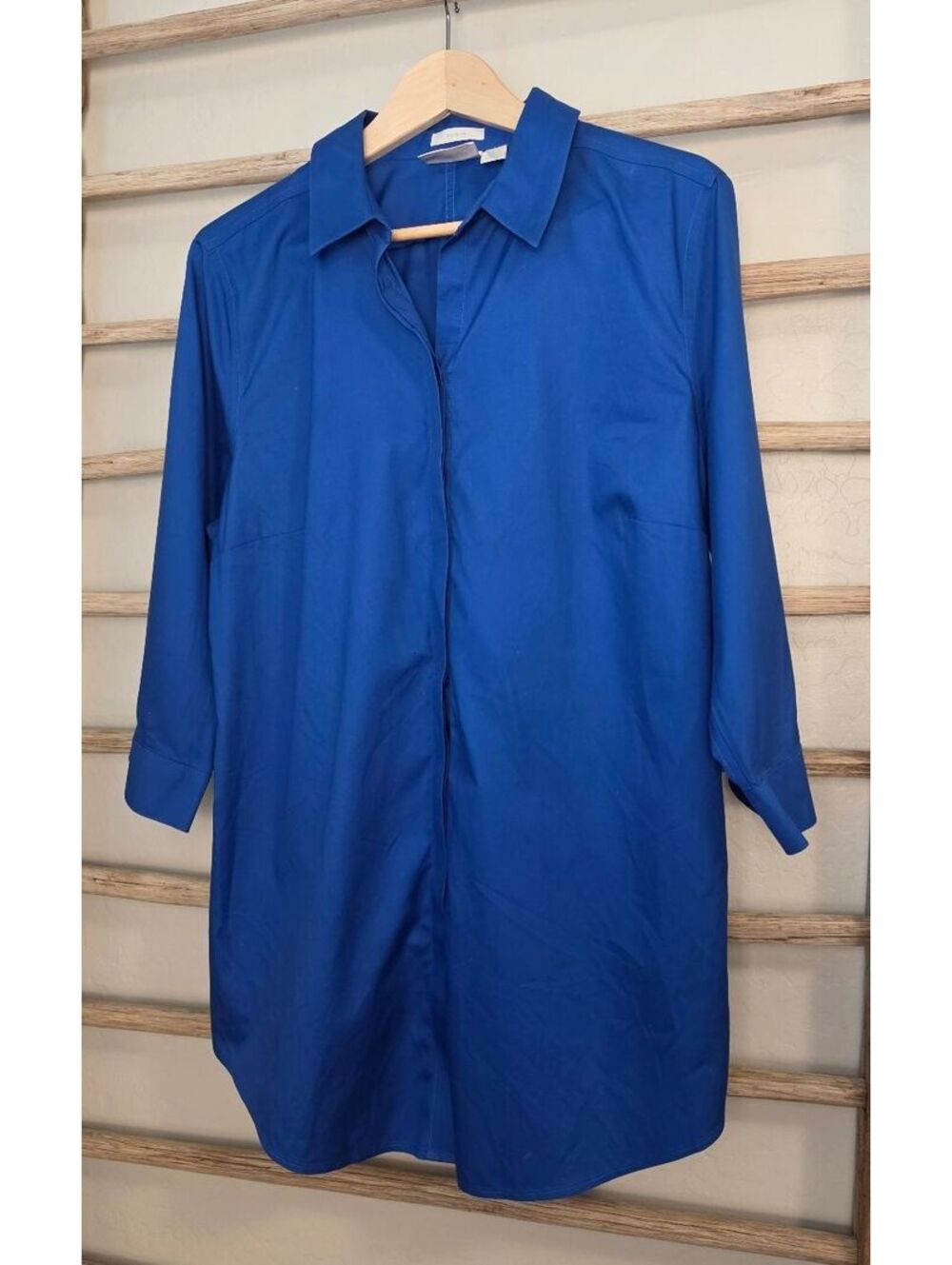 Chico's No-Iron Blue Button-Up Shirt Dress Size 2.5
